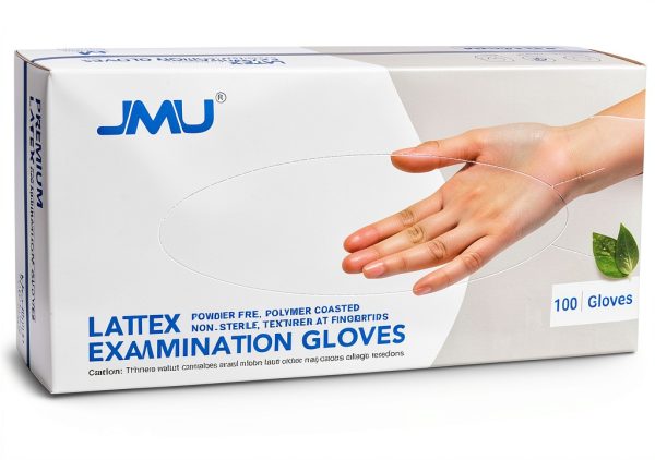 JMU Latex Medical Gloves Unisex Adult Powder-Free 5mil Size 100-1000-0