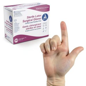 Dynarex sterile latex surgical gloves Model 2365 Powder Free Unisex-0