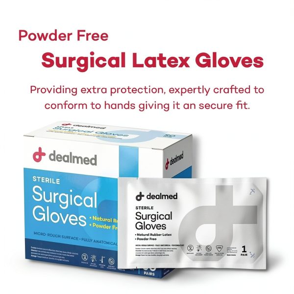 Dealmed Disposable Sterile Latex Gloves Box & Case, Unisex Sizes 5.5-9-1