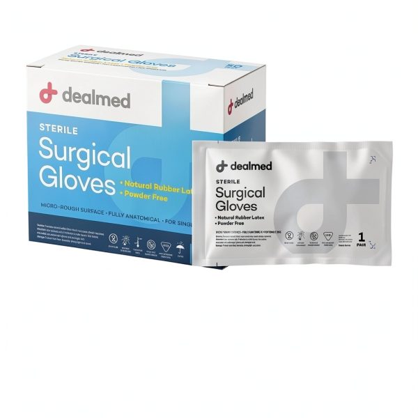 Dealmed Disposable Sterile Latex Gloves Box & Case, Unisex Sizes 5.5-9-4