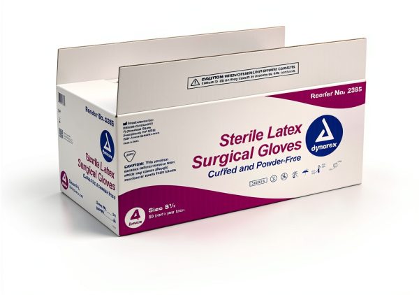 Sterile Latex Surgical Gloves Dynarex Powder Free Beaded Wrist Cuff-6