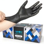 Hand-E Touch Black Disposable Medical Gloves Extra Strong Powder Free-0