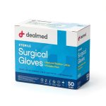 Dealmed Disposable Sterile Latex Gloves Box & Case, Unisex Sizes 5.5-9-0