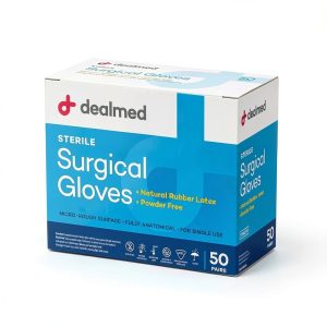 Dealmed Disposable Sterile Latex Gloves Box & Case, Unisex Sizes 5.5-9-0