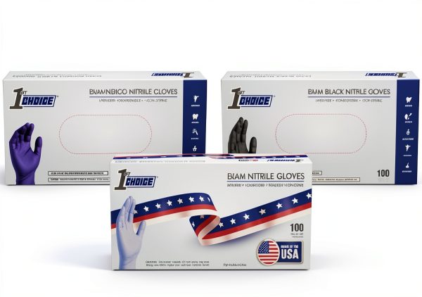 Medical-Grade Nitrile Gloves 1st Choice Blue Indigo 3mil Box of 100-3