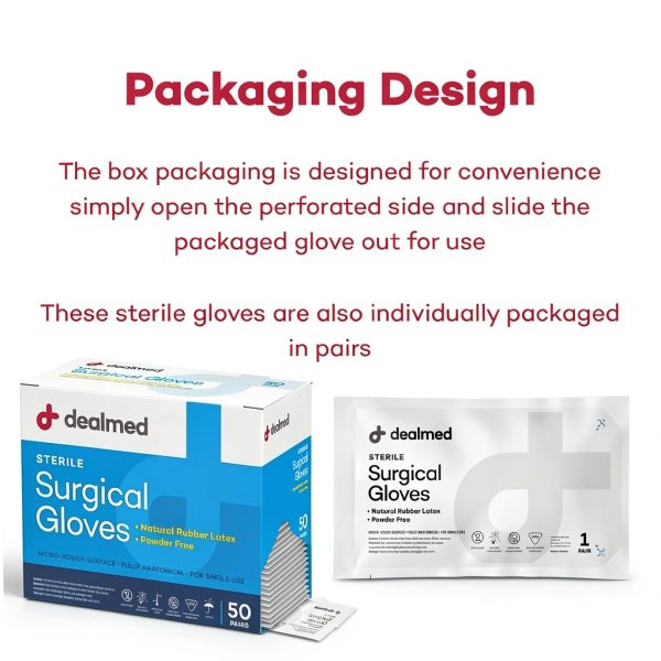 Dealmed Disposable Sterile Latex Gloves Box & Case, Unisex Sizes 5.5-9-3